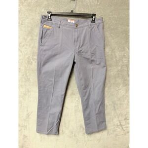 Southern Tide RT-7s Mens Pants 35X32 Gray Cotton Blend Flat Front Casual Leather